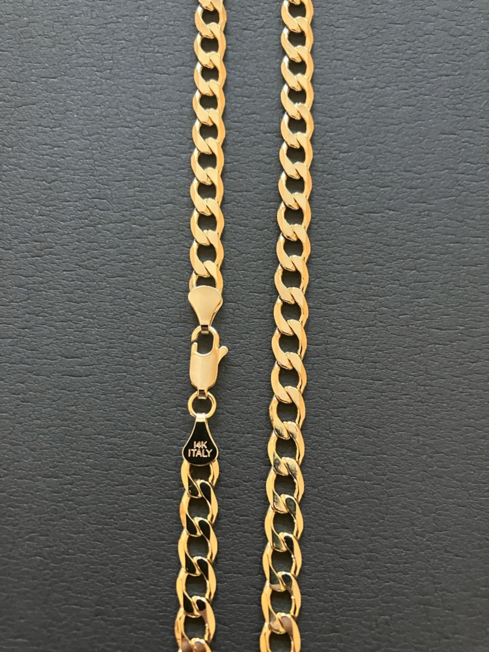 Curb Chain Necklace 14K Yellow Gold Bonded 24” - Picture 2 of 7